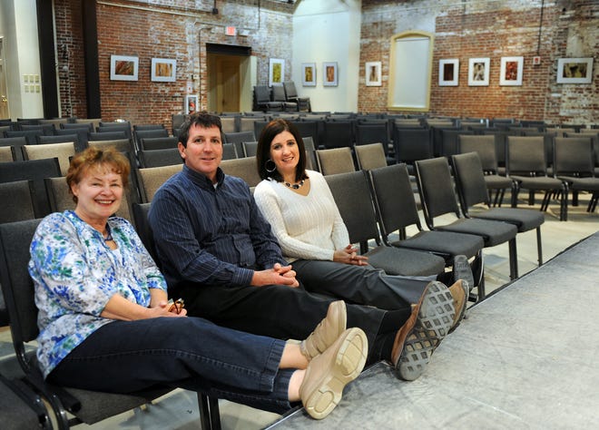 The Center for Arts in Natick has started a program with the Natick Service Council to provide 300 tickets to needy families in Natick. From left, are Natick Service Council case manager Pamela Sampson, Rick Ciccarelli, owner of Tilly & Salvy’s Bacon Street Farm, and Cathy Ianno, TCAN’s development manager.