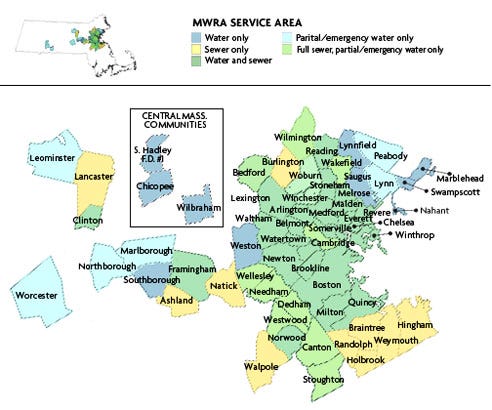 A map of towns and cities served by the Mass. Water Resources Authority; click for bigger view.