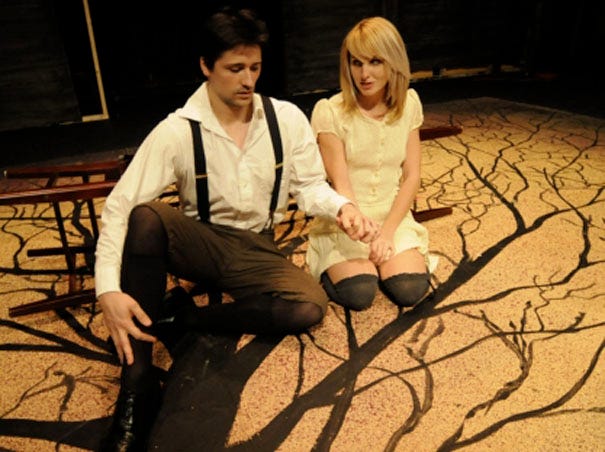 Max Korn as Melchior with Morganna Bridgers as Wendla in the City Stage Wilmington premier of Spring Awakening.