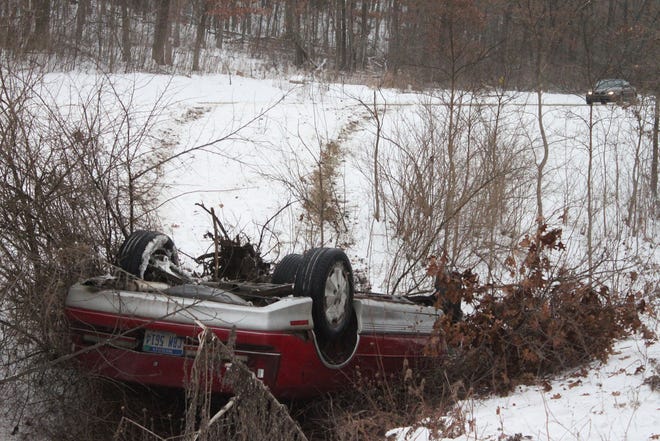 responded to a single car rollover just before 2 p.m. on Riverside Drive west of Kyser Road Tuesday. The driver, a 33-year-old Ionia man, was not injured, according to ICSO officials.