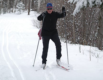 Author Jeff Foltz, of Camden, Maine, enjoyed cross-country skiing on the Algonquin Ski Trail in Sault Ste. Marie on Tuesday. Foltz begins his Midwest book tour with a book signing today, from 5 - 7 p.m. at Book World in downtown Sault Ste Marie. His latest book is a work of fiction entitled “Birkebeiner.”