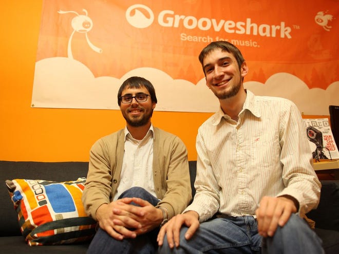 Grooveshark CEO and founder Sam Tarantino and co-founder Josh Greenberg are shown at their Gainesville based office on Feb. 8.