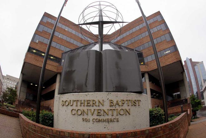 The headquarters of the Southern Baptist Convention is shown in Nashville, Tenn. The denomination decided Monday to add the term "Great Commission" to its name, but the move has not been overwhelmingly received.