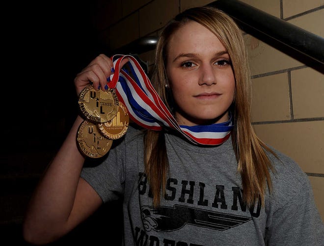 Bushland senior wrestler Shelby Morrison is 106-0 in her UIL career and is aiming for her fourth consecutive UIL state championship this weekend.