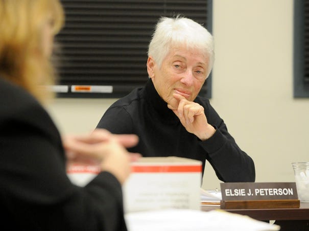 Elsie Peterson listens during the Brunswick County DSS board meeting Monday.