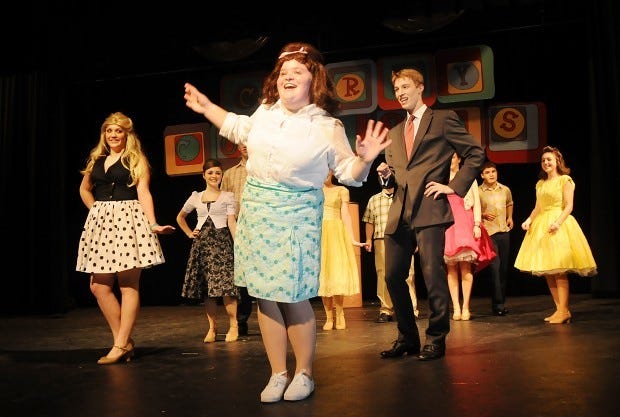 Blackhawk High School presents "Hairspray". Sarah Fabiani in the role of Tracy Turnblad. Also pictured are from left, Katelyn Alexander, Jessica Ratkovich, Connor Camp, Brandon Mansell and Chelsea Marousis.