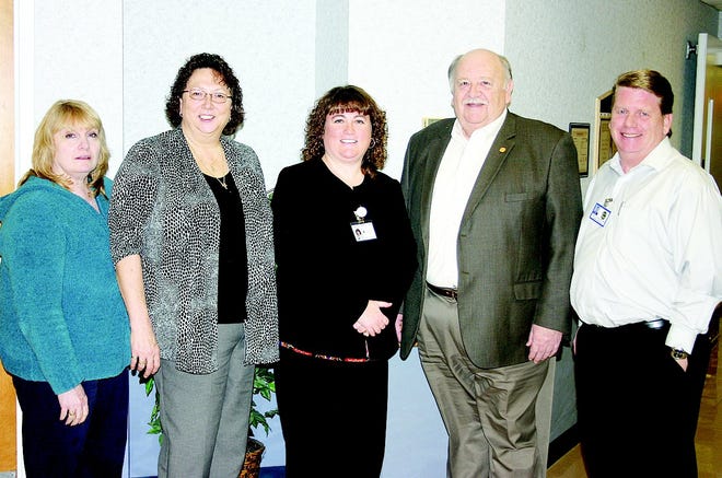 Autumn Stone, director of nursing at the Hillsdale County Medical Care Facility (HCMCF); Denise Baker, administrator, HCMCF; Jayne Sabaitis, administrator at Maple Lawn; Ken Kurtz, state Rep.; and Terry Esterline, assistant administrator, HCMCF.