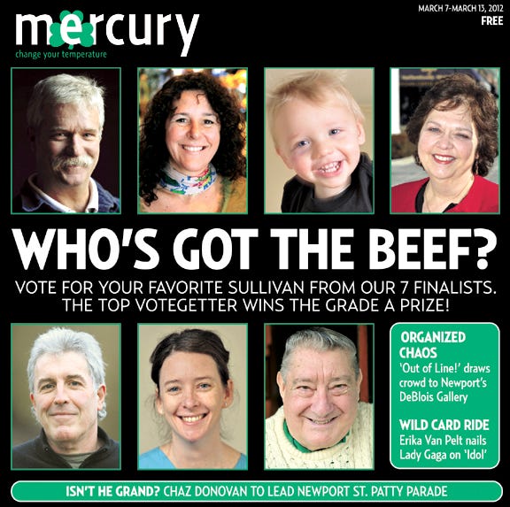 Seven super Sullivans made the final round in this year’s contest saluting the area’s most popular Irish surname. Which one should win that hunk of corned beef and the title of Favorite Sullivan 2012? Mercury readers will decide. Let the voting begin!