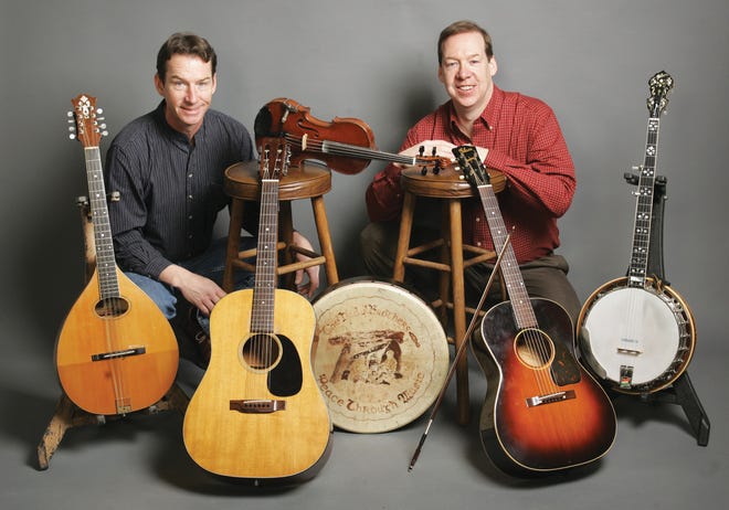 The Dady Brothers — the Irish-music (and more) duo of John and Joe Dady — will conduct an informal workshop at 5 p.m., followed by a concert at 7 p.m., on Thursday, March 8, in the second-floor cafeteria annex of Finger Lakes Community College, off Lakeshore Drive in Hopewell. (Both events are free.) The Dadys' voluminous array of instruments includes guitar, mandolin, banjo, penny whistle, fiddle, bodhran, uilleann pipes and harmonica.