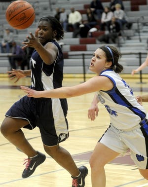 Pleasant Valley’s Mackenzie Dorney, right, is a key role player for the Bears, who play Council Rock South in the PIAA playoffs Friday, March 9, 2012.