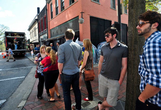 People line up hoping to be extras in "Trouble with the Curve" which was filming in Athens, Ga., Wednesday, March 14, 2012. (AJ Reynolds/Staff andrew.reynolds@onlineathens.com)