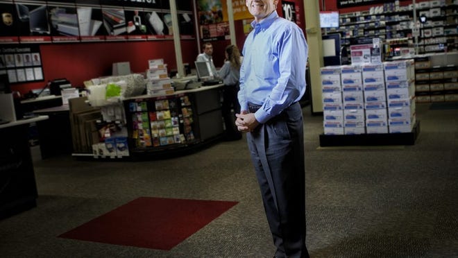 Kevin Peters, president of Office Depot's North America Division, in the store on Federal Highway in Delray Beach.