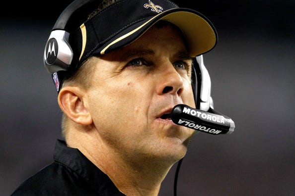 The NFL suspended New Orleans Saints head coach Sean Payton for the the entire 2012 season in the wake of the Bounty Scandal.