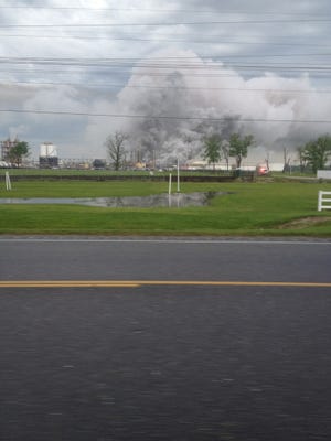A large cloud of smoke hovered over the Westlake Chemical Geismar Vinyls Complex after an explosion Thursday morning.