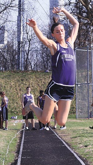 Three Rivers’ Laurin Masnari competes in the long jump.