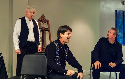 Actors Robert Gill, Terence Van Auken and Jonathan Haglund portray characters in "Art," on stage at 7:30 p.m. March 30-31 in the intimate setting of Suite B-207, the Hollingsworth Gallery, City Market Place, 160 Cypress Point Parkway, in Palm Coast.
