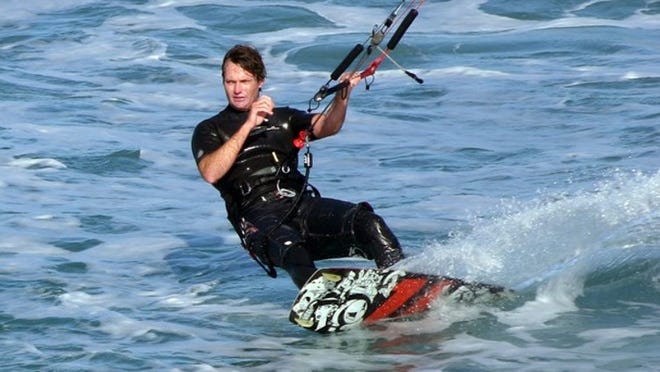 Stephen Schafer kitesurfing in 2007.
