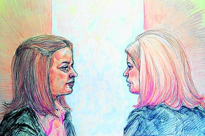 Paula Hornberger, questioned intensively by Assistant U.S. Attorney Cherie 
Krigsman on Thursday.SKETCH BY DOUGLAS A. LAND