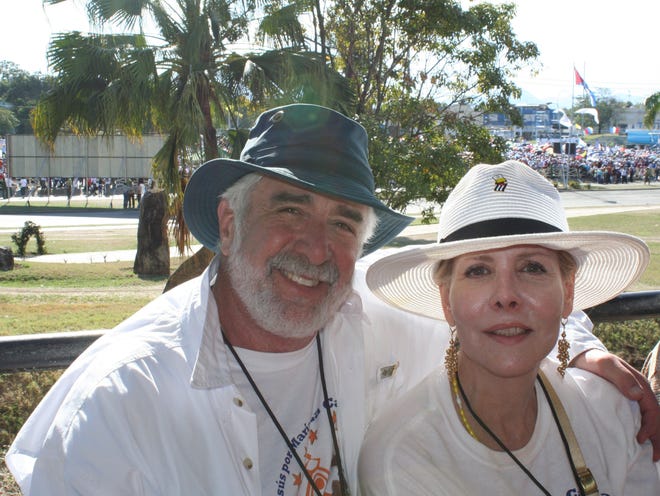 Tom Equels and his wife, Laura, are seen in Santiago, Cuba, in March. Equels, of Ocala, was named as a Knight of the Order of St. Gregory by Bishop John Noonan of the Diocese of Orlando. (Submitted phtot by the diocese)