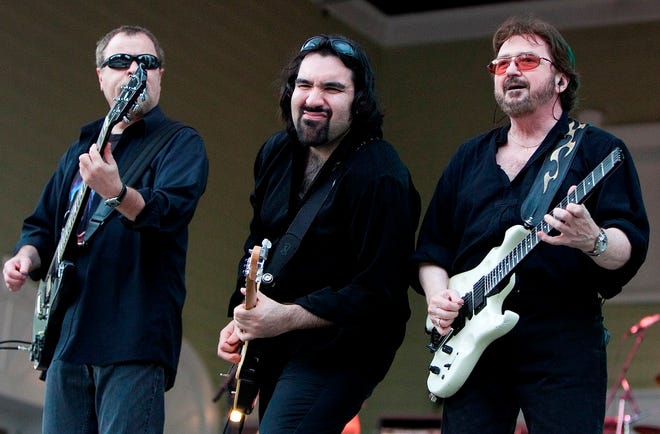 Blue Oyster Cult band members Eric Bloom, left, Richie Castellano, center, and Buck Dharma will perform at Silver Springs on Saturday.
