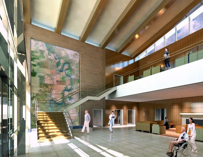 Swedish American Cancer Center lobby rendering.