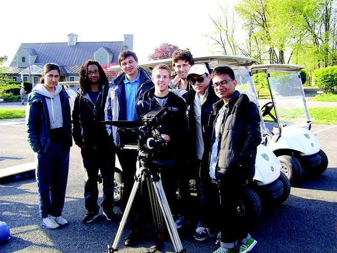 The film crew for “The Last Round” included, from left: Maral Satari, script supervisor; Daniel Nandigobe, key grip; Alden Tuck, director; Zach Moore, photography; Zach Rockenstyre, assistant camera; Oung-Jo Yuh, producer; and Hray Singh, sound mixer.