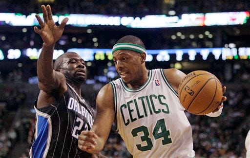 Paul Pierce and the Celtics will begin another playoff run next week.(AP Photo/Charles Krupa)