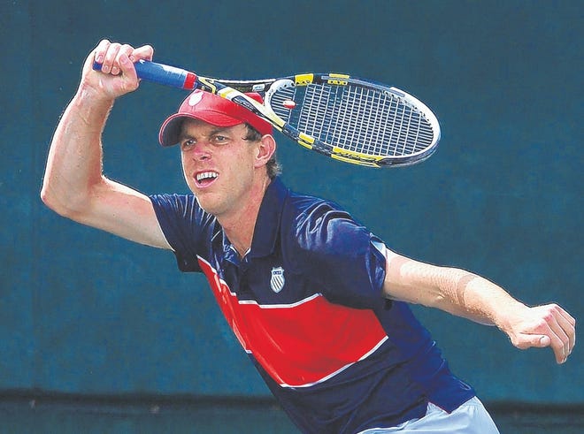 Sam Querrey returns a shot to Paolo Lorenzi during the men's championship 
singles match at the Sarasota Open on Sunday.
STAFF PHOTO / DAN WAGNER