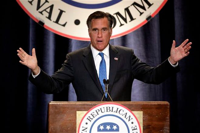 FILE - In this April 20, 2012 file photo, Republican presidential candidate, former Massachusetts Gov. Mitt Romney speaks in Scottsdale, Ariz. Romney is making campaign promises that could produce an economic miracle _ or a highly predictable list of broken vows. (AP Photo/Jae C. Hong, File)