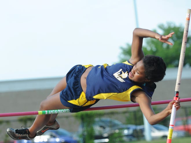 Spartanburg’s Jordyn Fox clears 8 feet, 6 inches in the pole vault as Spartanburg hosted the Region III-4A track meet on Monday. Fox placed fourth, advancing to the state qualifier on Saturday.