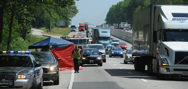 A man died after being struck by an 18-wheeler on Interstate 85 near Duncan.