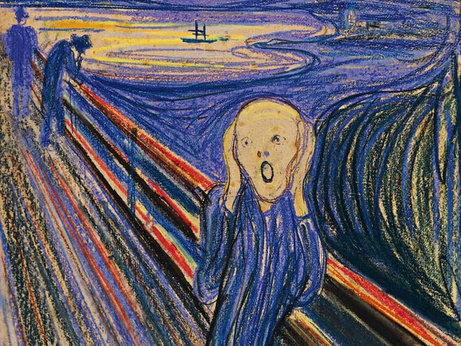 In this undated photo provided by Sotheby's Auction House in New York, 'The Scream,' by Edvard Munch is shown. The 1895 pastel on board, arguably one of the art world's most recognizable images, sold Wednesday for a record $119,922,500. (AP Photo)