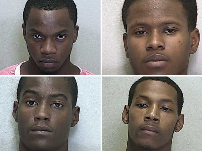 Clockwise from upper left, Donald Webb, Gantry Belvin, Keithen Cobb and Eric Fraizer have been charged with armed burglary.