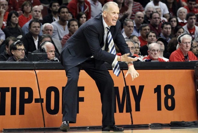 The Sixers' Doug Collins instructs his team to foul during the third quarter of Game 5 in the first-round series against the Bulls.
