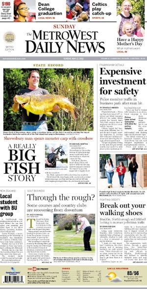 The front page of the Metrowest Daily News for 5/13/12
