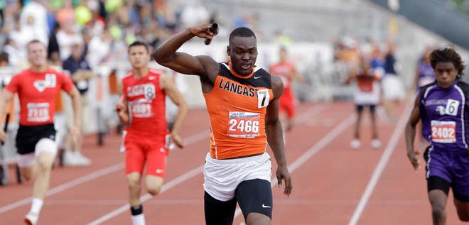 Lancaster's La'Darius Newbold was among the Texas Tech football signees competing at the UIL Track and Field State Championships in Austin.
