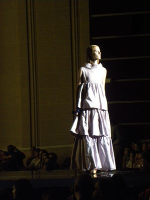 A model poses at the 2012 SCAD Fashion Show (Katie Martin/Savannah Morning News)