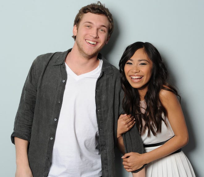 This image provided by FOX-TV shows "American Idol" finalists Phillip Phillips and Jessica Sanchez on Thursday.