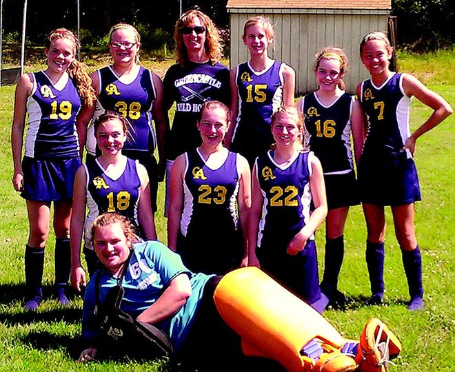 Some members of the Greencastle-Antrim Middle School seventh-grade field hockey team recently particpated in a tournament at Susquehanna Township High School with 13 other middle school teams. The local square finished third in their division. From left, are: front — Marissa Smith; second row — Racheal Marconi, Jenna Carty, Alexis Sibbio; third row — Jean Hart, Taylor Siner, coach Angie Barnhart, Molly Elliot, Morgan Clopper and Lauren Cole.