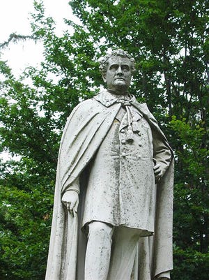 A “before” photo of the statue of Massachusetts Gov. John Albion Andrew of Hingham by noted American sculptor Thomas R. Gould.