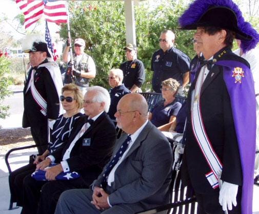 Local Knights of Columbus members have attended 86 internments, acting as family on behalf of fallen veterans. A member is always on hand to accept the flag, flanked by two honor guards in full regalia. (PROVIDED PHOTO)