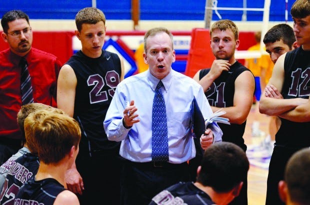 Ambridge head coach Glenn Freed talks to his players during WPIAL title win over Derry last week.