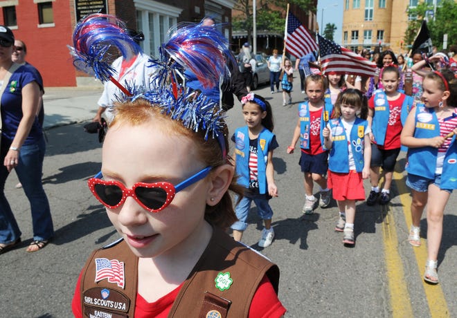 Brockton girl scout Serenity Young-Fergusen, 8, Brockton, during the Memorial day parade and observance in Brockton, on Monday, May, 28, 2012. 
(Marc Vasconcellos/The Enterprise)
*WITH VIDEO*