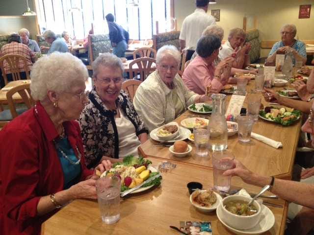 A dozen women who lived in the "working girls' dorm" at 510 S. Kansas Ave. in the 1950s met Tuesday for a reunion at McFarland's.