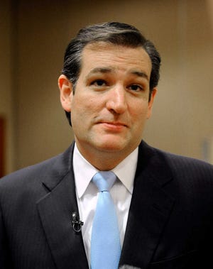 Texas US Senate Republican primary candidate Ted Cruz talks to the media on election day, Tuesday, May 29, 2012, in Houston. (AP Photo/Pat Sullivan)