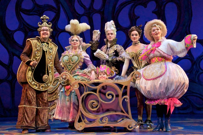 Jessica Lorion, second from right, with the Enchanted Objects in Disney's "Beauty and the Beast."