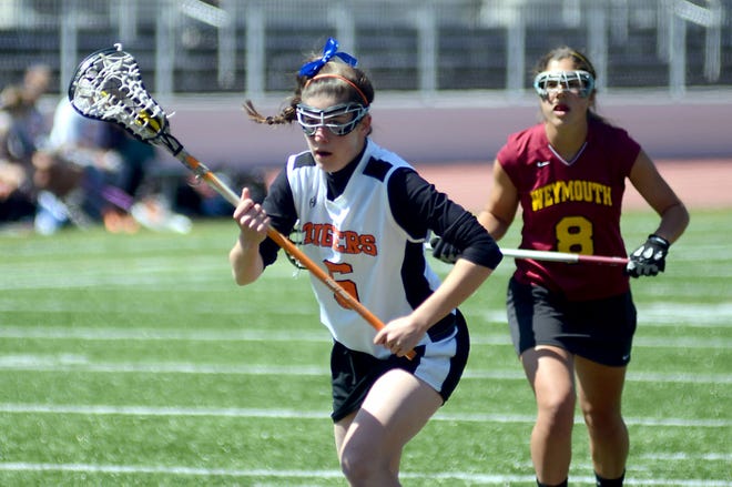Newton North's Kayla Farina scored six goals in Tigers' 18-16 victory against Hingham on Wednesday at North High.