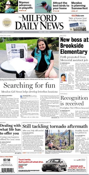 Front page of the Milford Daily News for 6/1/12