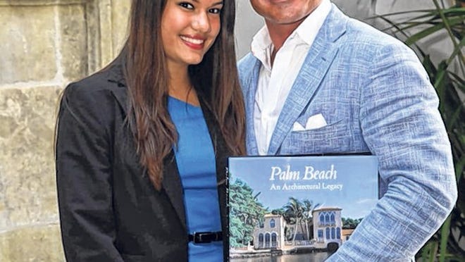 Maria Sanchez of Boca Raton receives the Preservation Foundation of Palm Beach’s Deborah Snyder Kuklis Scholarship from architect Scott Snyder. She also received a 40-hour internship at his Palm Beach office.
