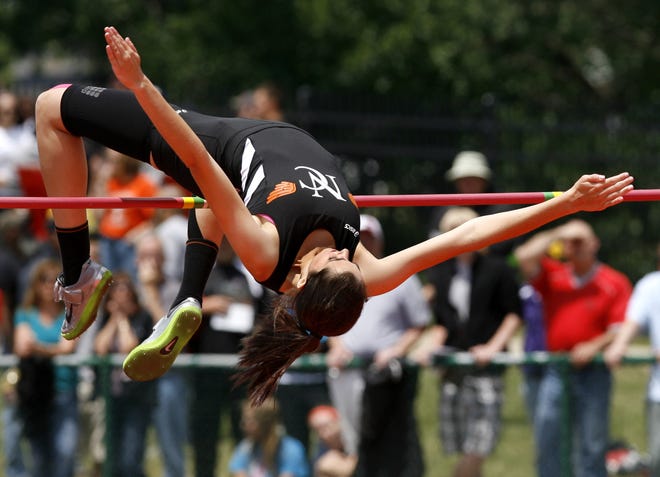 Hoover's Maddie Morrow won first place with this high jump.